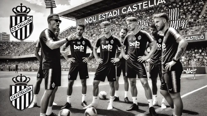 DALL·E 2024-07-30 08.17.21 - Generate an image of CD Castellón's team during a summer training session. The image should include the new Dutch players Jetro Willems and Mats Seunt CD Castellon Nederland