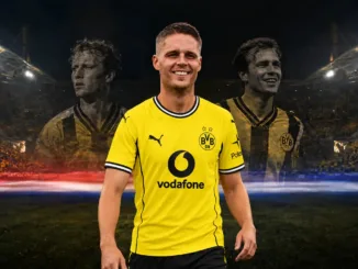 Joey Veerman in het shirt van Borussia Dortmund